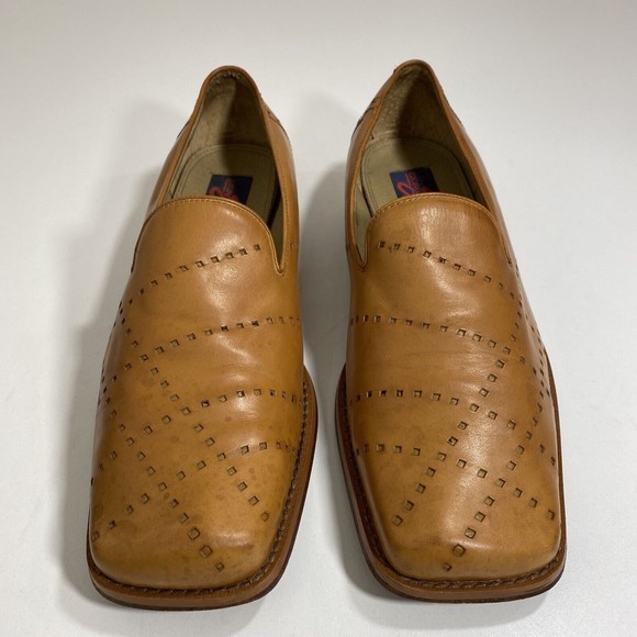 GIORGIO BRUTINI Mens 10 Loafers Private Collection Tan Leather Square Toe - Picture 3 of 12